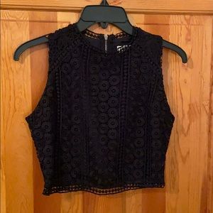 NWT Abercrombie and Fitch Black Lace Crop Top